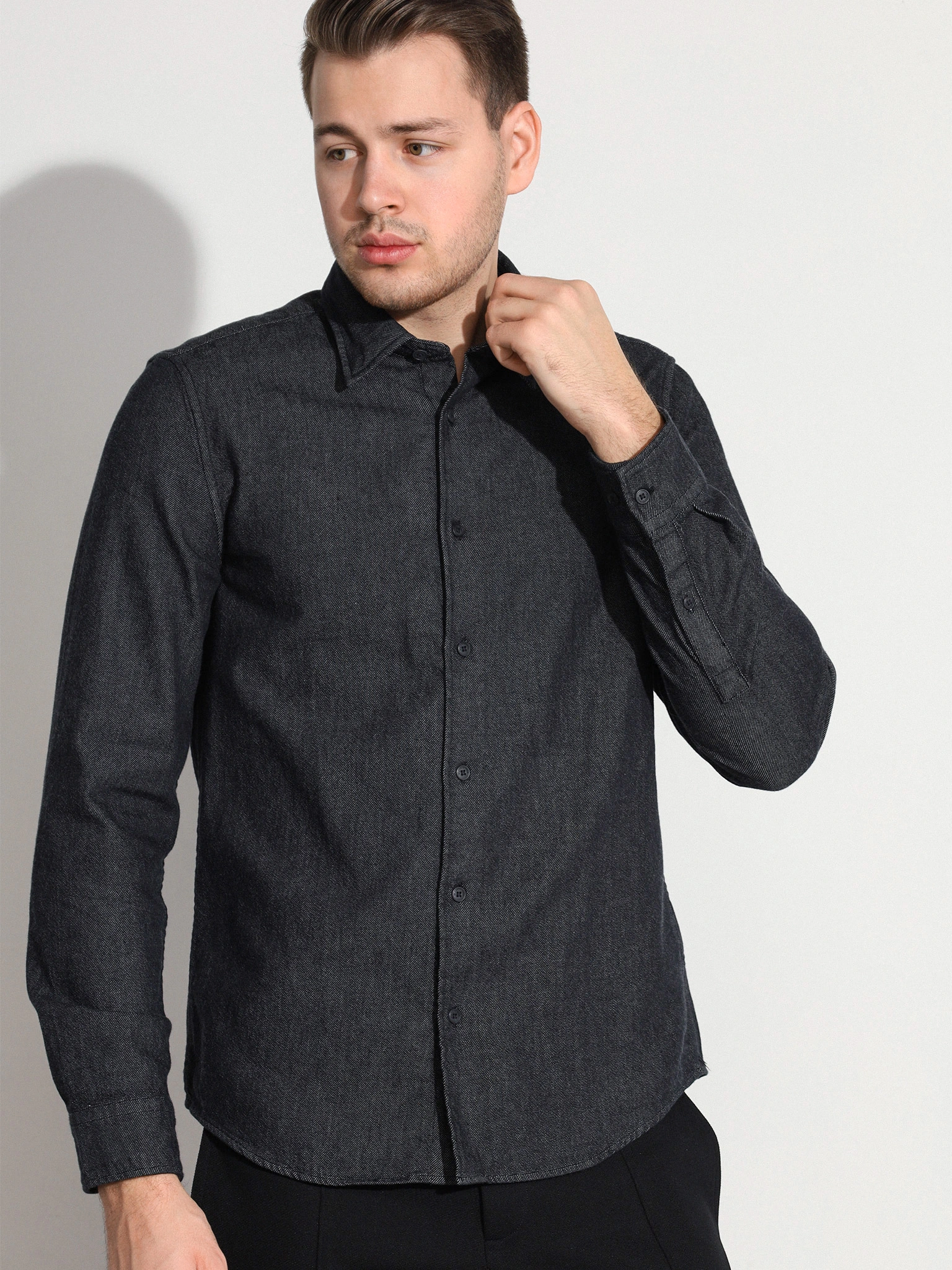 Сорочка цвета графит из хлопка